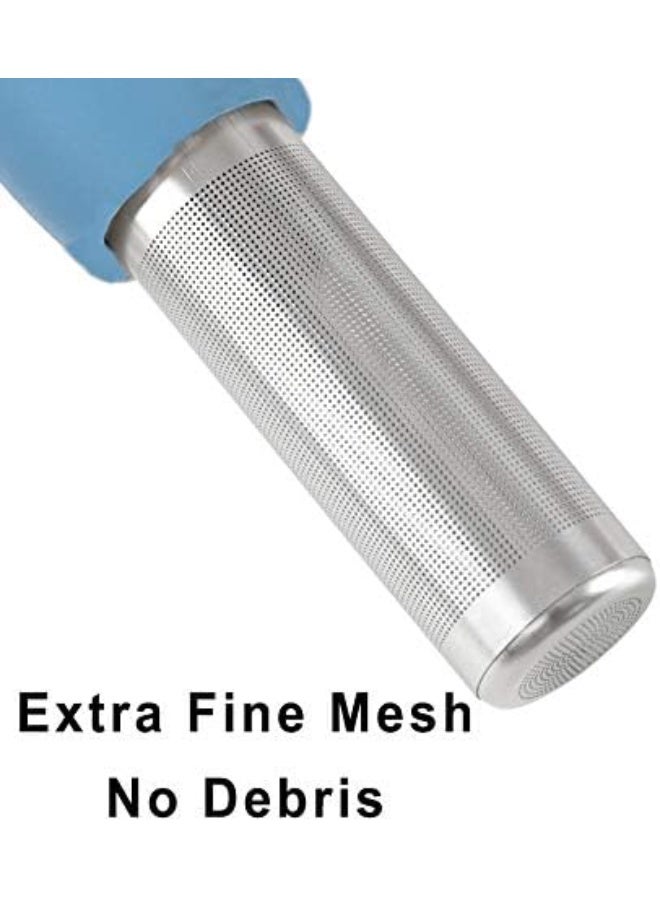 Tea Infuser Cute Tea Strainer for Loose Tea Fine Mesh Stainless Steel Tea Ball Steeper & Diffuser with Silicone Lid for Tea Cup & Mug, with Cleaning Brush Blue - Image 4