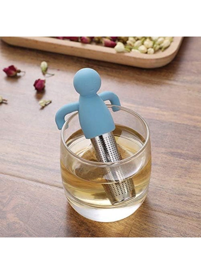 Tea Infuser Cute Tea Strainer for Loose Tea Fine Mesh Stainless Steel Tea Ball Steeper & Diffuser with Silicone Lid for Tea Cup & Mug, with Cleaning Brush Blue - Image 5