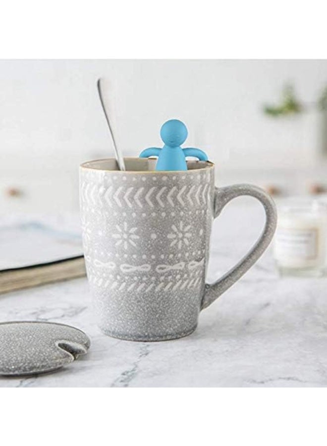 Tea Infuser Cute Tea Strainer for Loose Tea Fine Mesh Stainless Steel Tea Ball Steeper & Diffuser with Silicone Lid for Tea Cup & Mug, with Cleaning Brush Blue - Image 2