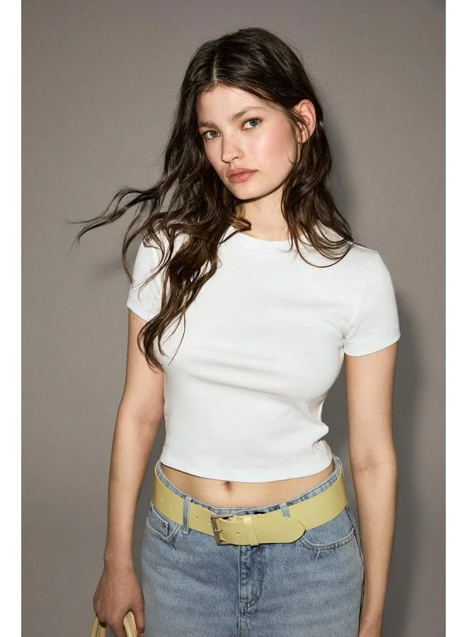 Ethiquet ZOLEN Women's Soft and Flexible Fabric Organic Cotton Short Sleeve Crop White T-Shirt.