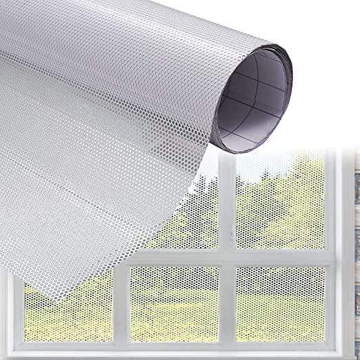 S-Sia Vendors-Good Purchase Good Care SIA VENDORS One Way Privacy Window FilmWhite Perforated Vinyl Window FilmSelf Adhesive Dotted Perforated Mesh Window Vinyl Privacy Film for Car and Home 24 x 40_Inch BLK White Film