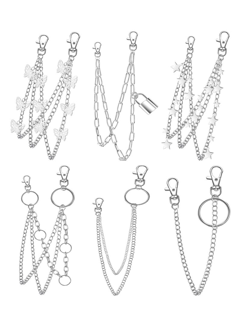 Y&D 6 Pieces Chain Belt for Jeans, Pants, Wallets, Multilayer Butterfly Heart Lock Charm Wallet Women Men - Image 1