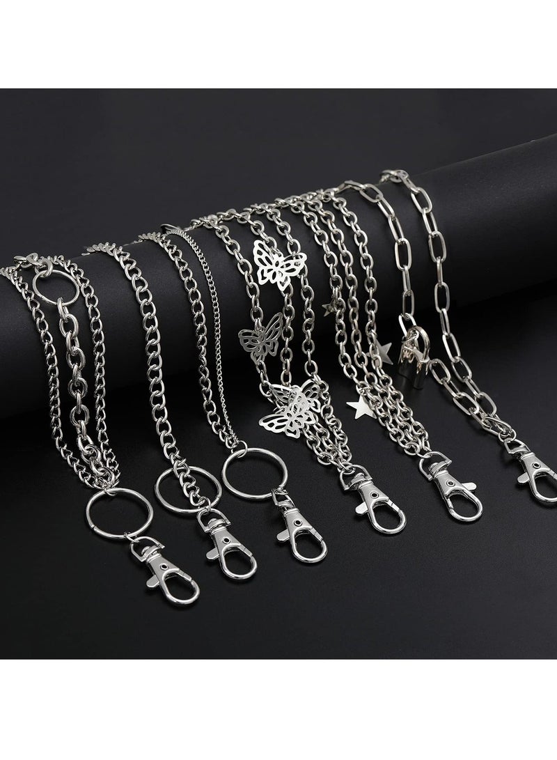 Y&D 6 Pieces Chain Belt for Jeans, Pants, Wallets, Multilayer Butterfly Heart Lock Charm Wallet Women Men - Image 5
