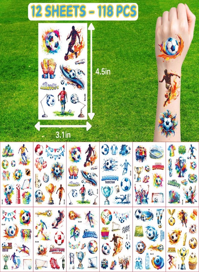 VICDUEKG 118 PCS Soccer Temporary Tattoos for Men Women, Soccer Party Favors Supplies Sports Themed Birthday Party Decorations Gifts, Tattoos Stickers for Family Party - Image 2