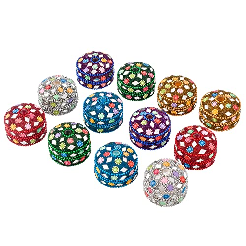 Craftam Aluminum Lakh Sindoor Boxe, Kumkum Box Bharani Wedding Return Gifts (Set of 12), Round - Image 4
