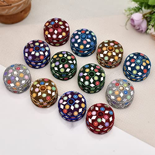 Craftam Aluminum Lakh Sindoor Boxe, Kumkum Box Bharani Wedding Return Gifts (Set of 12), Round - Image 1