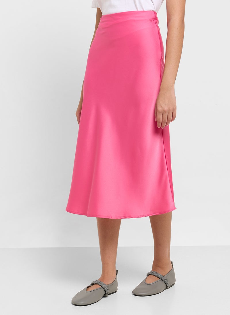 Ginger Satin Column Midi Skirt  - Image 1