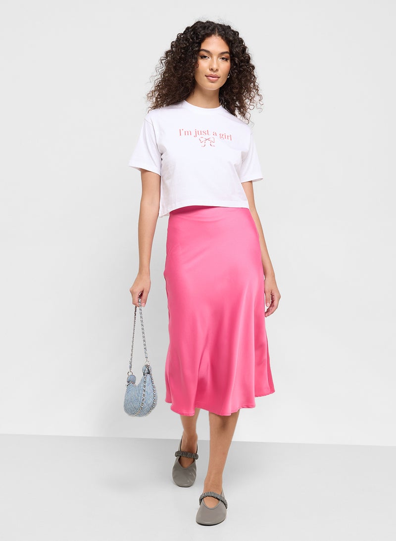 Ginger Satin Column Midi Skirt  - Image 2