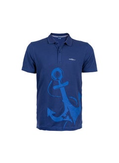 Anemoss Marine Navy Blue Men's Polo Collar T-Shirt Medium  - Image 1