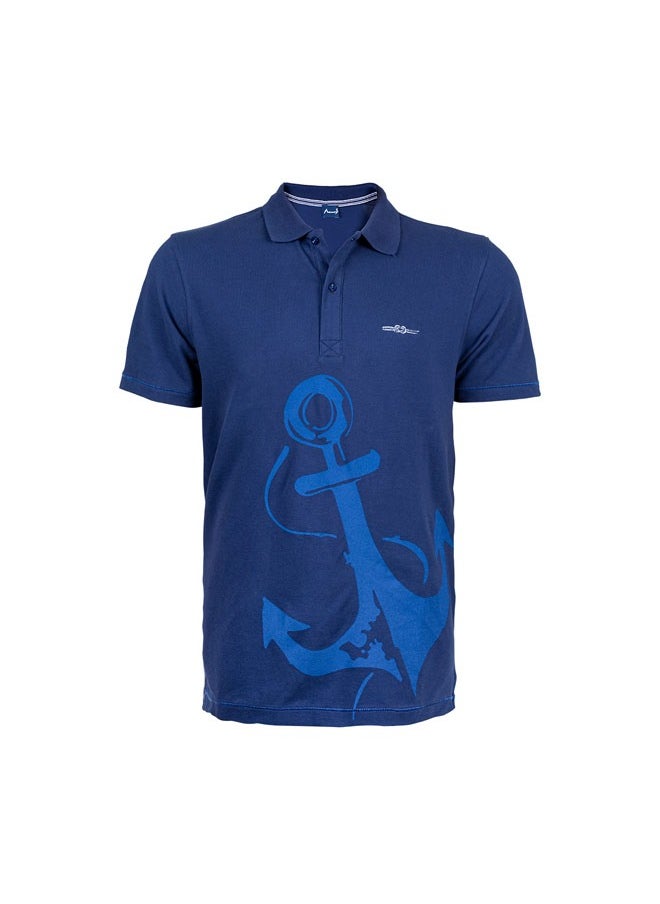 Anemoss - Marine Navy Blue Men's Polo Collar T-Shirt Medium - Image 1
