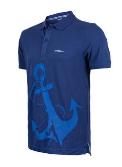 Anemoss Marine Navy Blue Men's Polo Collar T-Shirt Medium  - Image 2