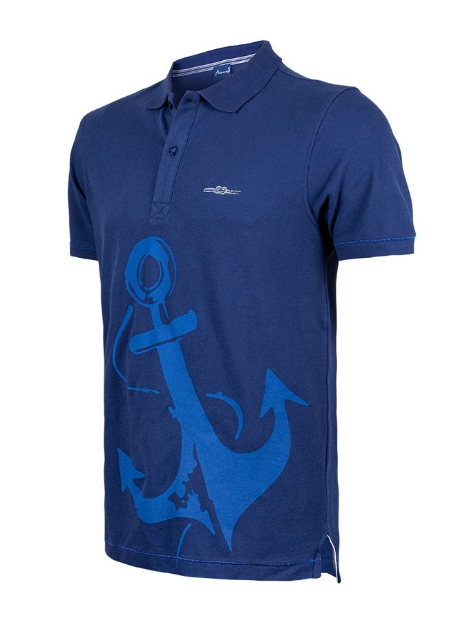 Anemoss - Marine Navy Blue Men's Polo Collar T-Shirt Medium - Image 1