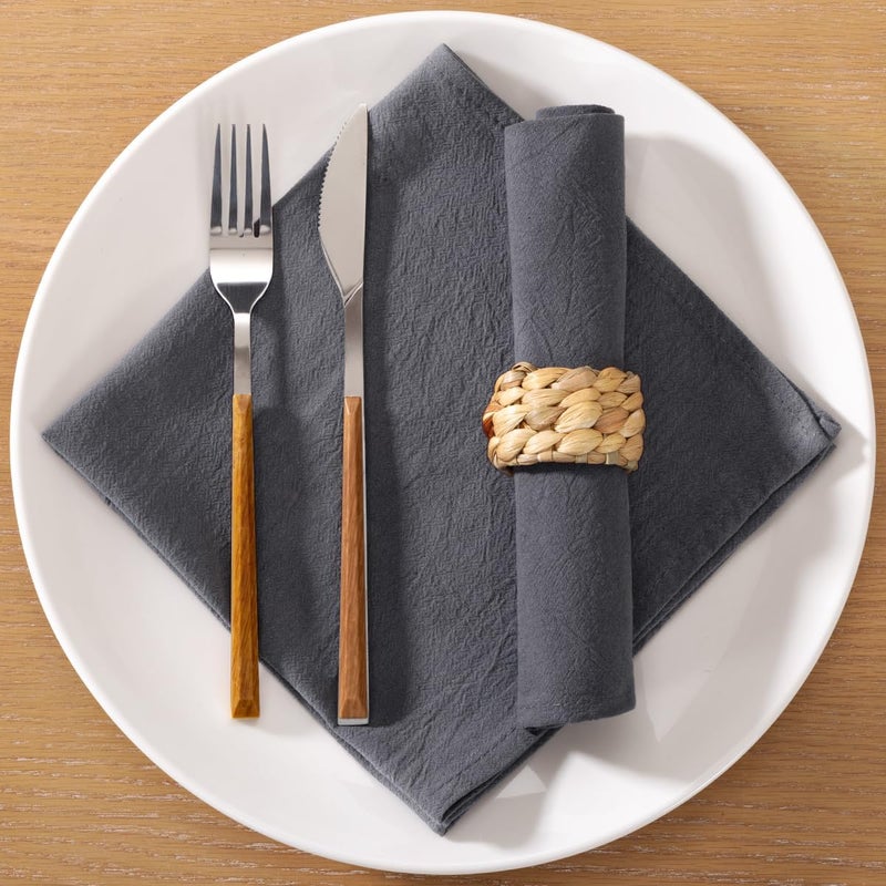 MLMC Cotton Linen Napkins Gery Rustic Washable Cloth Napkins Set of 4 17x17 Soft Reusable Stonewashed Dinner Napkins Cloth for Wedding Baby Shower Party Gathering Everyday Use - Image 1