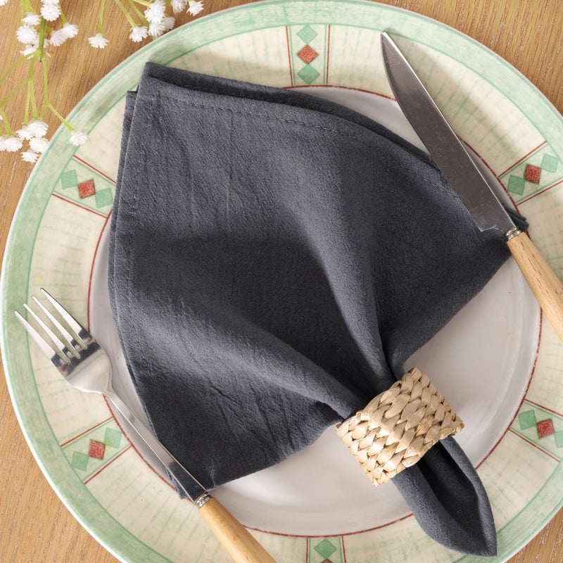 MLMC Cotton Linen Napkins Gery Rustic Washable Cloth Napkins Set of 4 17x17 Soft Reusable Stonewashed Dinner Napkins Cloth for Wedding Baby Shower Party Gathering Everyday Use - Image 2