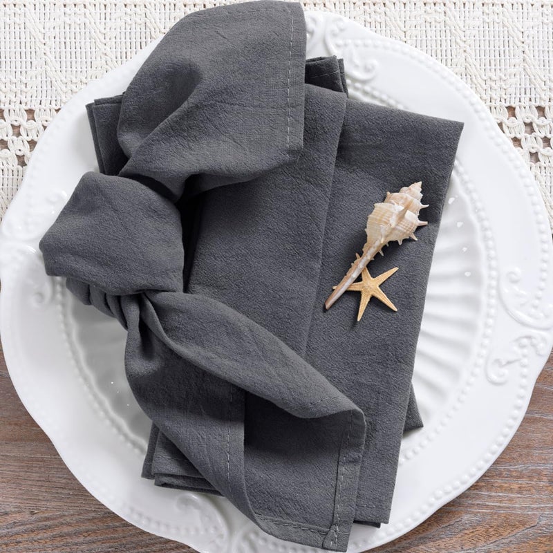 MLMC Cotton Linen Napkins Gery Rustic Washable Cloth Napkins Set of 4 17x17 Soft Reusable Stonewashed Dinner Napkins Cloth for Wedding Baby Shower Party Gathering Everyday Use - Image 4