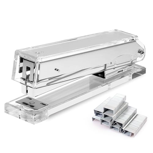 OfficeGoods Acrylic Stapler – Aesthetic & Durable Silver Desk Staple for Modern Office – Stylish & Compact Office Supplies for Women & Men - Image 1