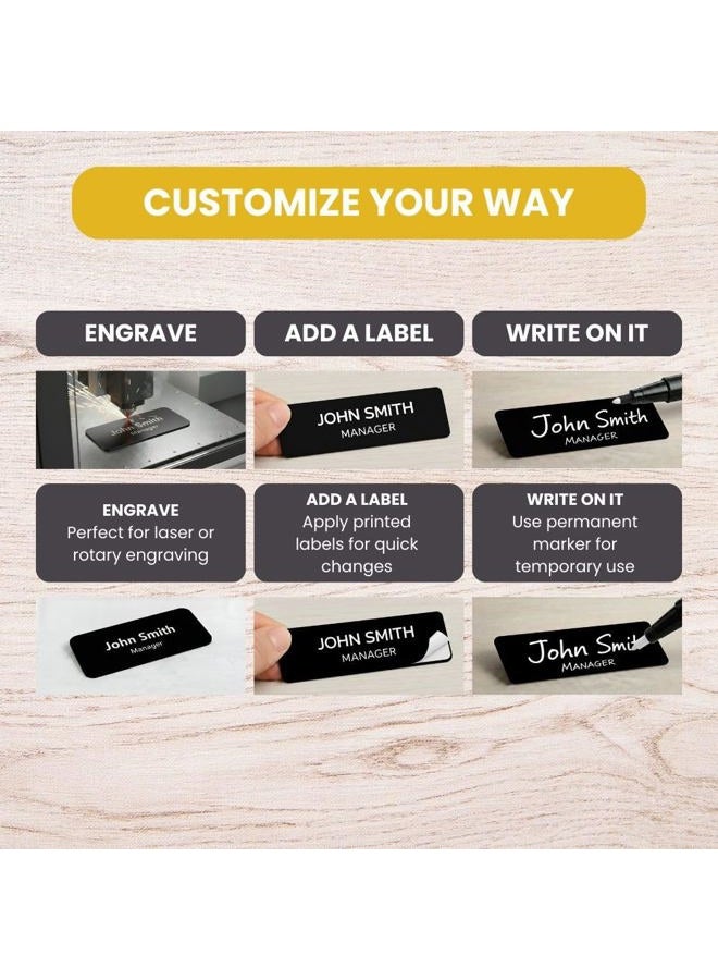 All Quality Name Tag/Badge Blanks - 10 Pack - Brushed Gold 1" X 3", Round Corners, Magnetic Backing - Image 3