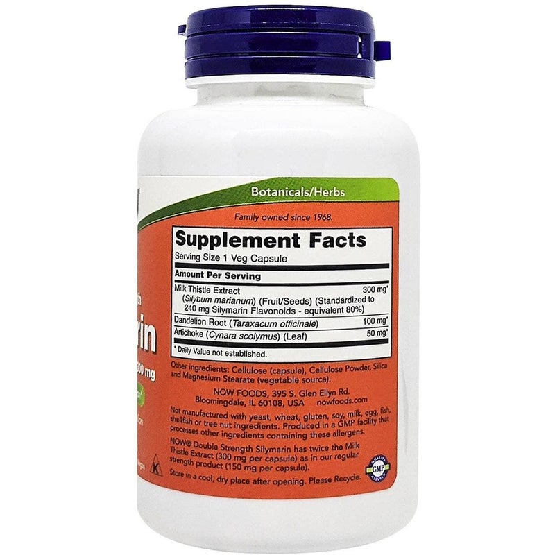 Now Foods Silymarin Milk Thistle Extract 300mg Vegetable Capsules 100's - Image 2