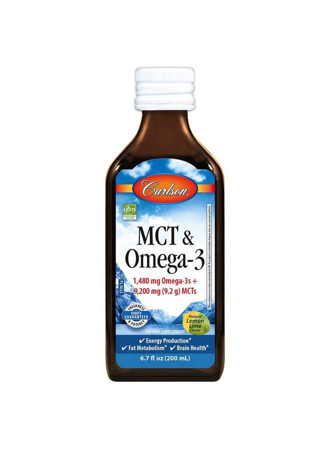 Carlson Mct & أوميغا 3 1480 ملغ أوميغا 3S 9200 ملغ Mcts صديقة للكيتو أحماض كابريليك وكابريكيك إنتاج الطاقة استقلاب الدهون ليمون ليمون 200 مل (6.7 أونصة سائلة) - Image 2