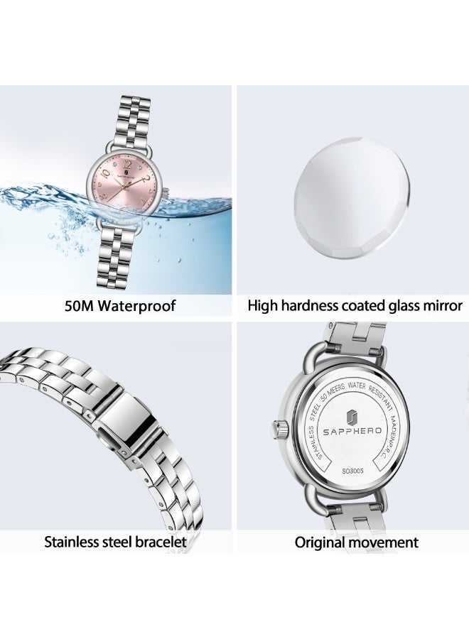 SAPPHERO Watches for Women Luxury Stainless Steel Ladies Watches Women's Bracelet Watch Small Analog 5ATM Waterproof Wrist Watch Elegant Gifts for Women - Image 5