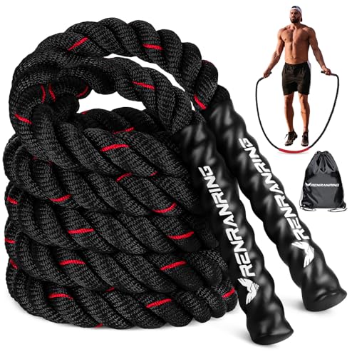 RENRANRING Jump Rope, 3LB Weighted Jump Rope for Fitness, 9.8ft Heavy Jumping Ropes for Exercise, Adult Workout Rope for Men & Women Improve Strength, Skipping Rope for Gym Training, Home Workout - Image 1