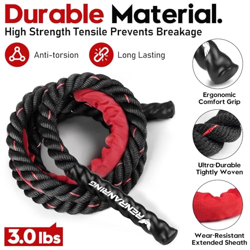 RENRANRING Jump Rope, 3LB Weighted Jump Rope for Fitness, 9.8ft Heavy Jumping Ropes for Exercise, Adult Workout Rope for Men & Women Improve Strength, Skipping Rope for Gym Training, Home Workout - Image 2