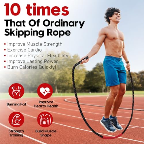 RENRANRING Jump Rope, 3LB Weighted Jump Rope for Fitness, 9.8ft Heavy Jumping Ropes for Exercise, Adult Workout Rope for Men & Women Improve Strength, Skipping Rope for Gym Training, Home Workout - Image 5