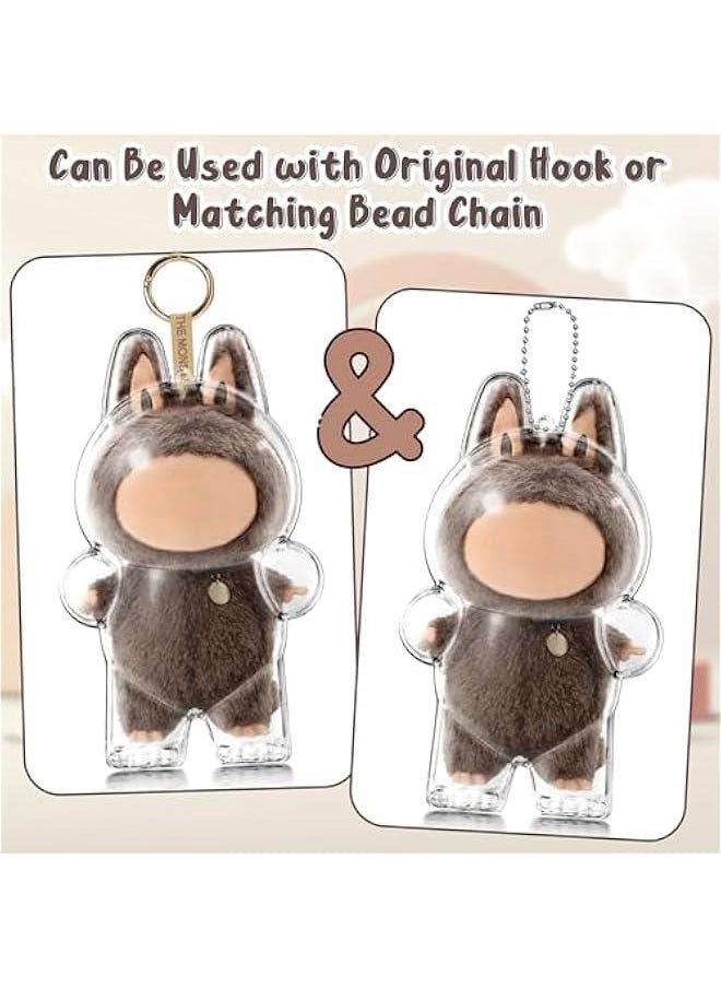 Generic Clear Bag Keychain for LABUBU Plush Doll, Clear Doll Display Protective Cover, Hanging Figure Transparent Acrylic Case Storage Box for Fans Collector (V1)  - Image 3