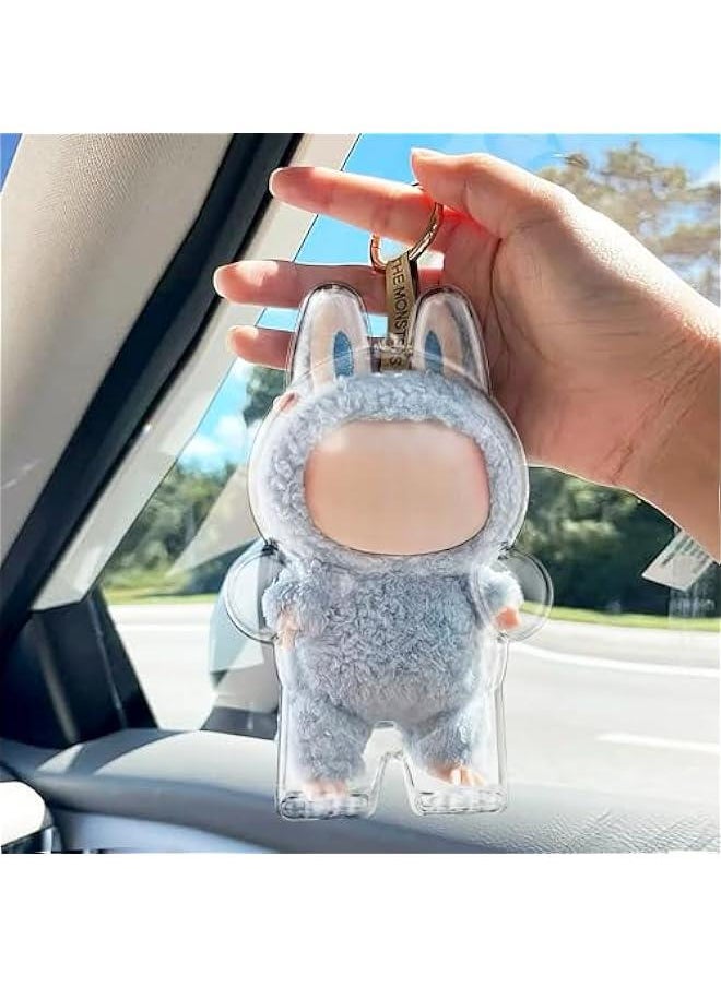 Generic Clear Bag Keychain for LABUBU Plush Doll, Clear Doll Display Protective Cover, Hanging Figure Transparent Acrylic Case Storage Box for Fans Collector (V1)  - Image 5