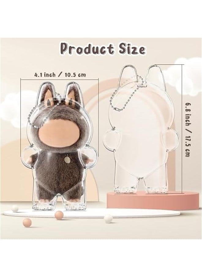 Generic Clear Bag Keychain for LABUBU Plush Doll, Clear Doll Display Protective Cover, Hanging Figure Transparent Acrylic Case Storage Box for Fans Collector (V1)  - Image 2