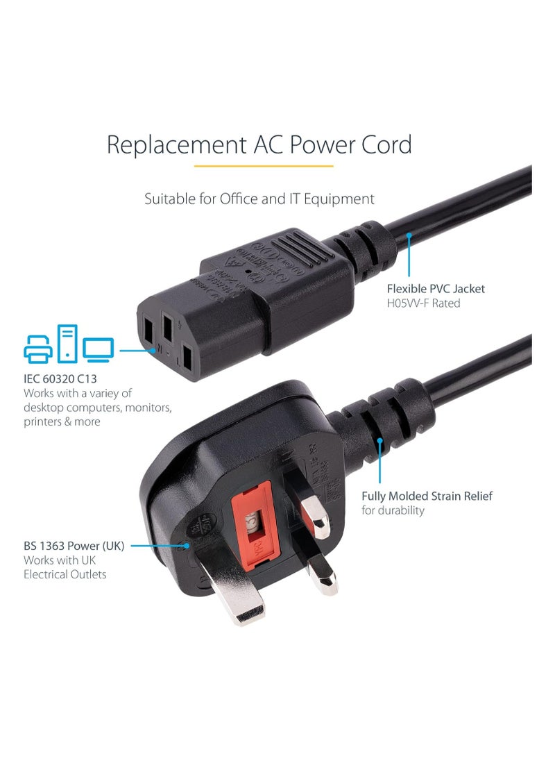 StarTech Startech powercable 18AWG, BS 1363 to C13, 10A 250V  - Image 2