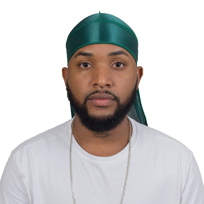 ForceWave Silky Durag for Men Wave Cap Satin Dorag for Men Women 360 Wave Green - Image 3