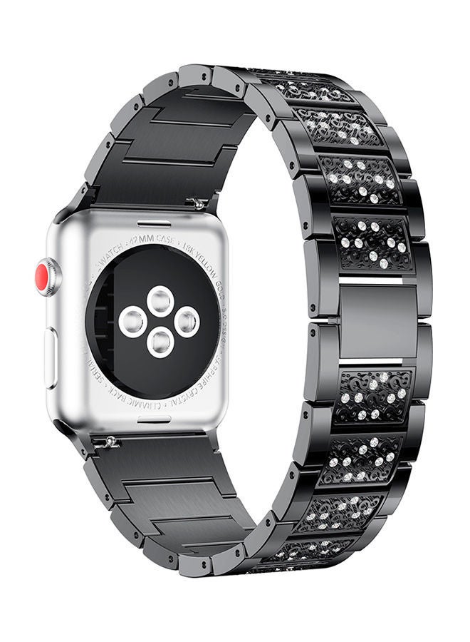 NIBEMINENT Bling Replacement Strap For Apple Watch Series 3/2/1 Black/Clear - Image 3
