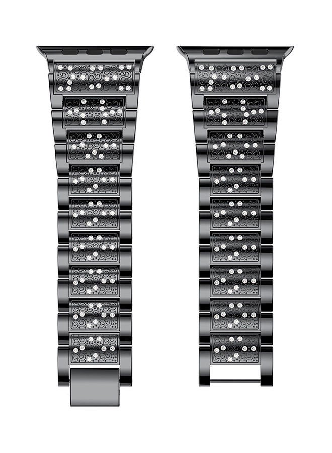 NIBEMINENT Bling Replacement Strap For Apple Watch Series 3/2/1 Black/Clear - Image 2