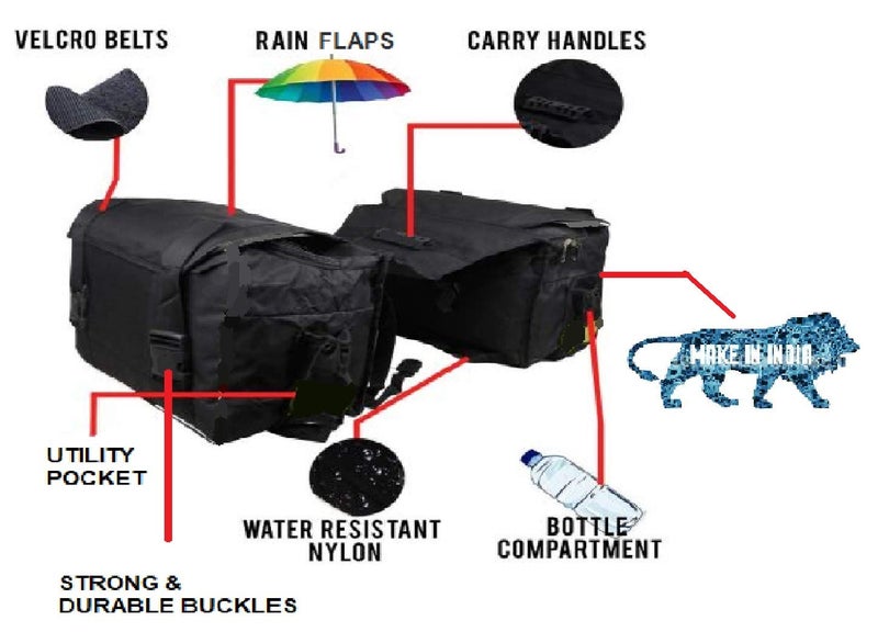 Gate 7 Water Proof Double-Side Black Fabric Luggage Touring Saddlebag with Warranty - Plastic , Polyester , Polycarbonate and Nylon - Image 2