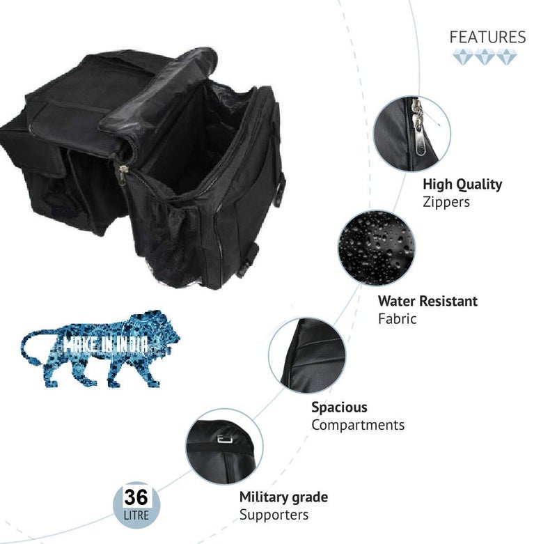 Gate 7 Water Proof Double-Side Black Fabric Luggage Touring Saddlebag with Warranty - Plastic , Polyester , Polycarbonate and Nylon - Image 3