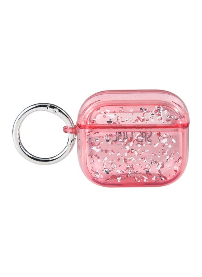 Generic Case Cover For AirPods 3 Silver Foil Epoxy Bluetooth Earphone Protective Case Red 