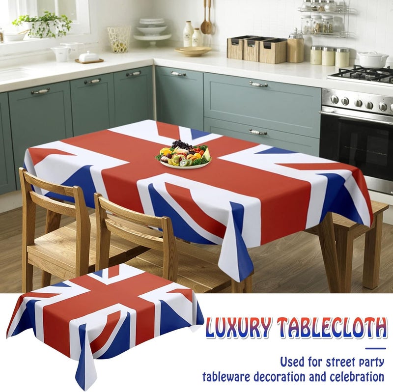 klarako Union Jack Tablecloth, The Great British Union Jack Table Cover, UK Flag Tablecloth Queens Platinums Jubilee 2022 Decorations Union Jack Party Supplies (140X180cm) - Image 3