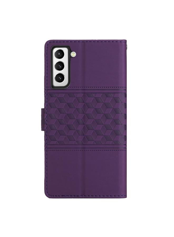 S-TOP Case For Samsung Galaxy S21 5G Diamond Embossed Skin Feel Leather Phone Case with Lanyard - Image 3