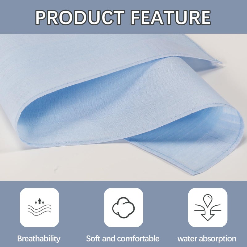 ARKBAODAN 10 pack men's handkerchiefs 100% Pure Cotton 16 inch Large Mens Pocket Square Hankies Gents Hankerchieves for Men Women - Image 3