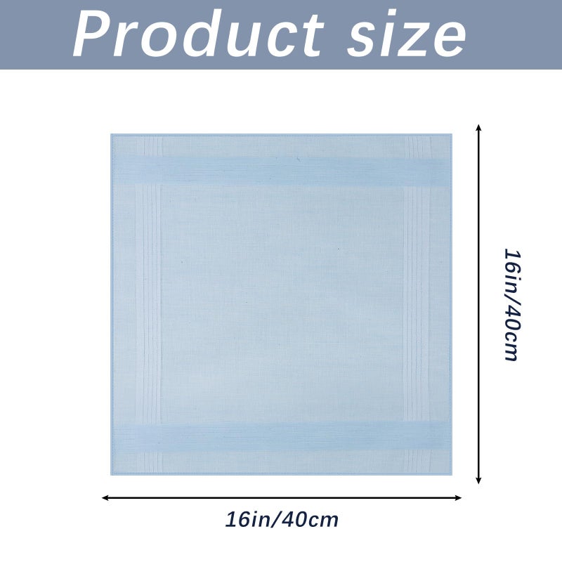 ARKBAODAN 10 pack men's handkerchiefs 100% Pure Cotton 16 inch Large Mens Pocket Square Hankies Gents Hankerchieves for Men Women - Image 2
