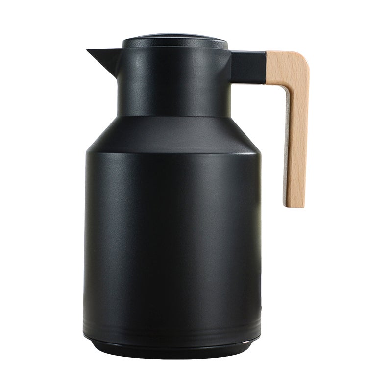 Thermal Coffee Carafe Black Double Walled Vacuum Insulated Flask - Wide Mouth Easy Clean Hot Cold Beverage Jug for Home Kitchen Office Travel - Image 1