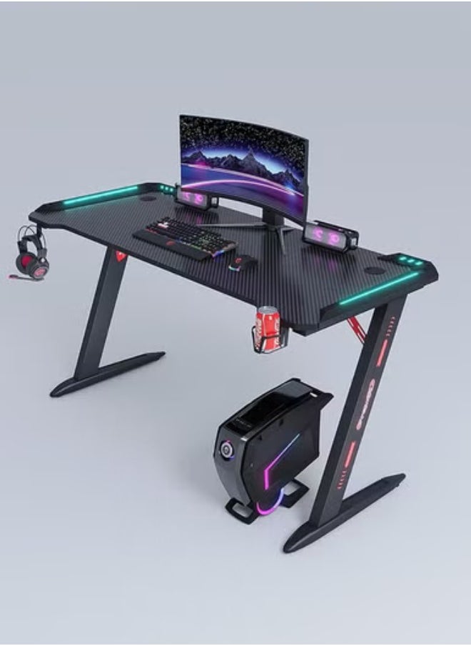 MAF furniture - MAF Z-161 Gaming Table – Carbon Fiber Surface, RGB LED Lights, and Sturdy Steel Frame - Image 1