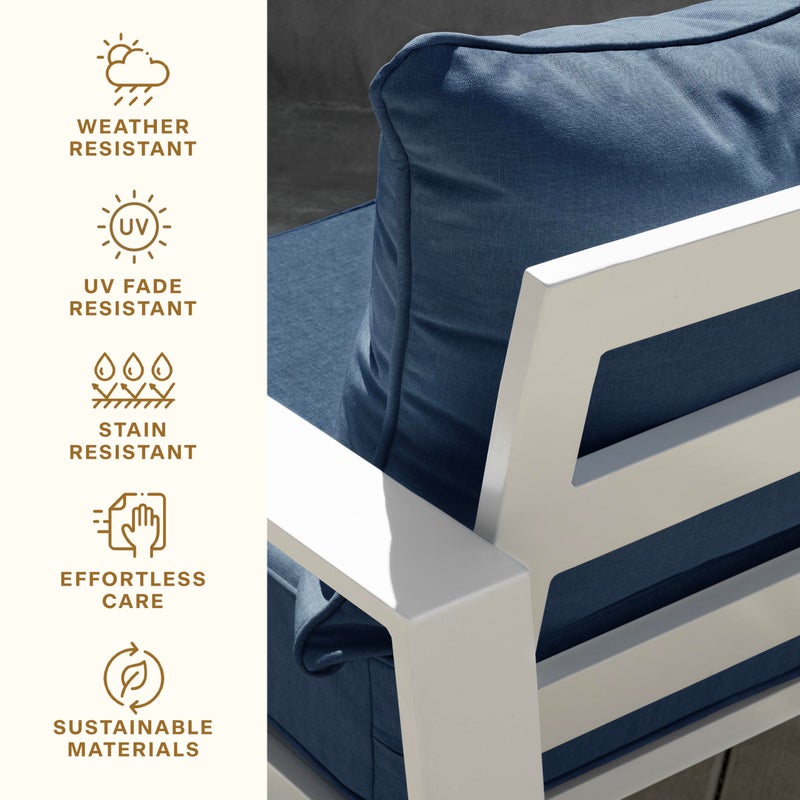 Honeycomb Outdoor Heritage Deep Seat, 24 x 23, Cabana Stripe Blue and White Chair Cushion with Removable Cover, for Patio Furniture - Image 5