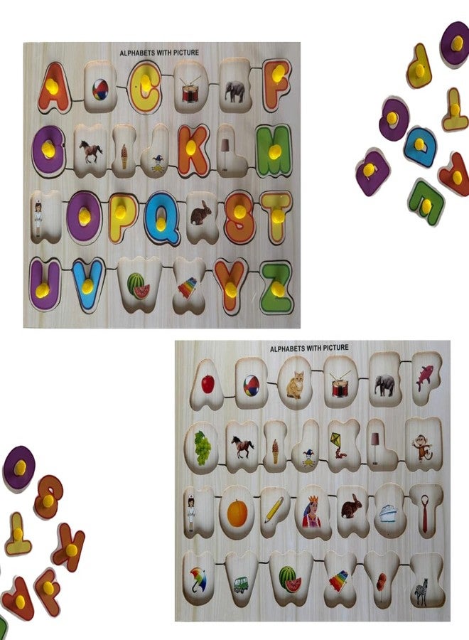 WOODINGO Wooden A-Z Alphabets with Pictures Puzzle for Kids | Picture Learning Board | Montessori Educational Toy for 3+ Years Children | Best for Gifting (26 Pieces) - Image 1