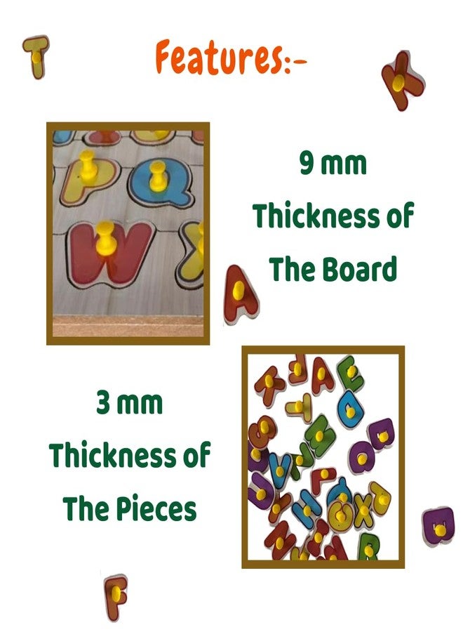 WOODINGO Wooden A-Z Alphabets with Pictures Puzzle for Kids | Picture Learning Board | Montessori Educational Toy for 3+ Years Children | Best for Gifting (26 Pieces) - Image 3