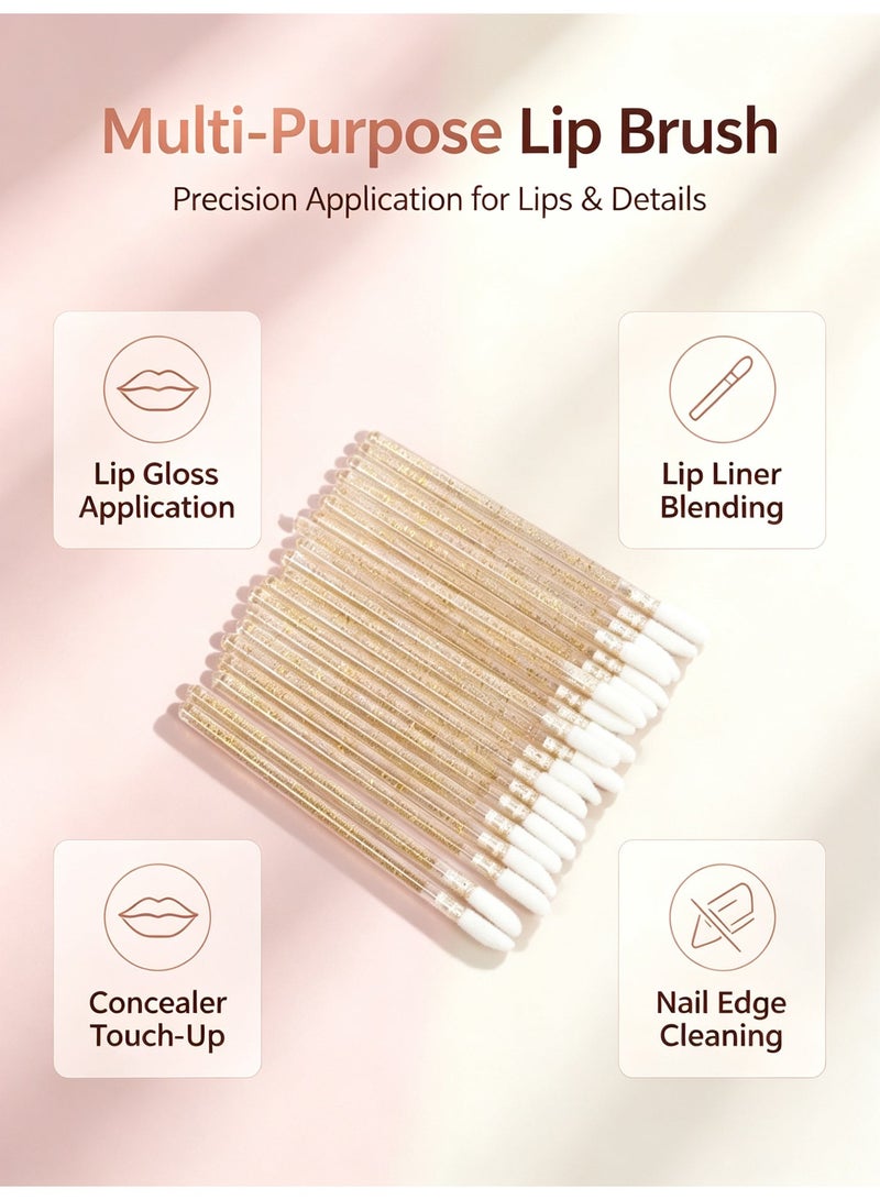 MAANGE Disposable Lip Brush Kit, 50 Brushes Per Pack, Yellow Crystal Handle (yellow) - Image 5