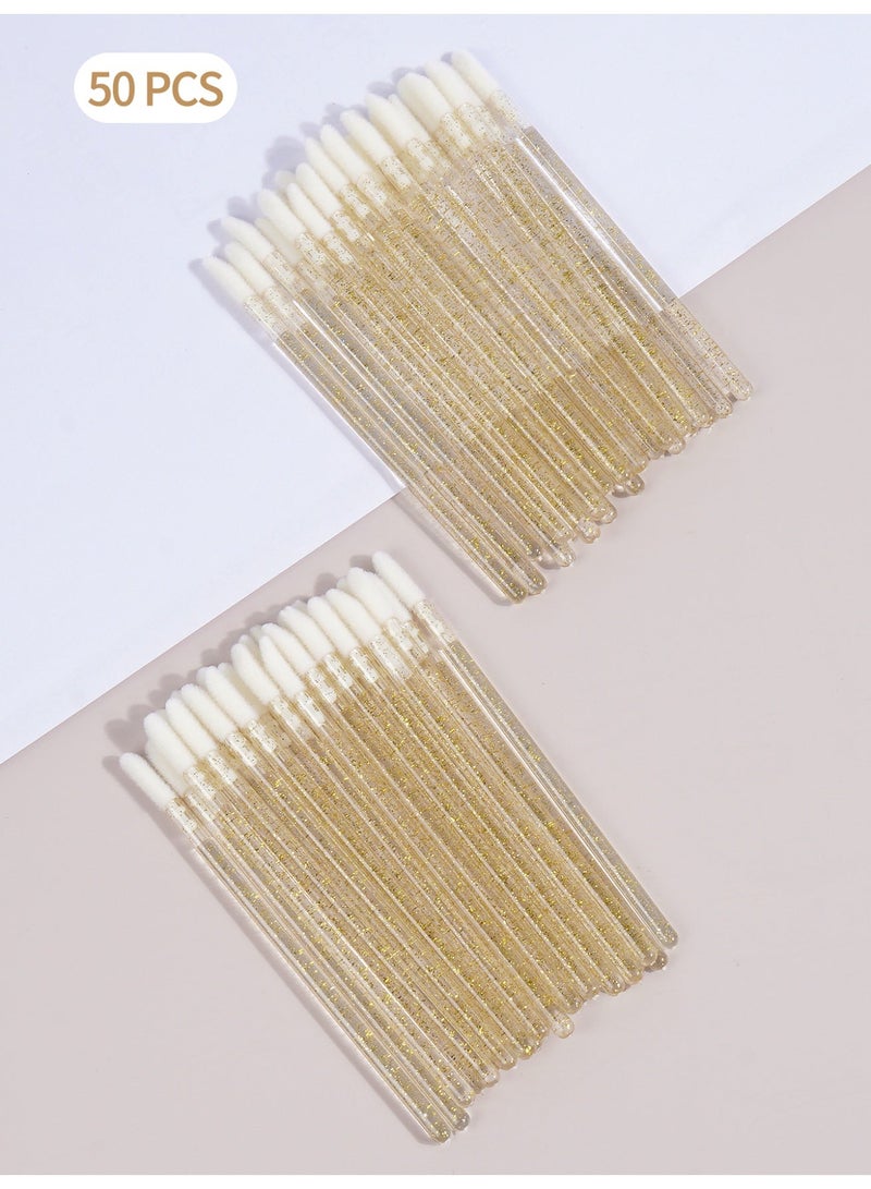 MAANGE Disposable Lip Brush Kit, 50 Brushes Per Pack, Yellow Crystal Handle (yellow) - Image 2