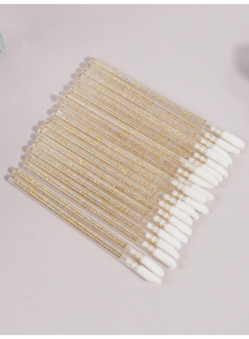 MAANGE Disposable Lip Brush Kit, 50 Brushes Per Pack, Yellow Crystal Handle (yellow) - Image 4