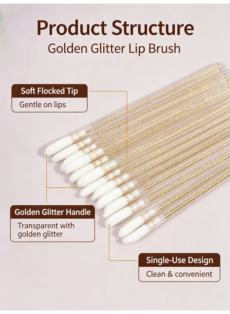 MAANGE Disposable Lip Brush Kit, 50 Brushes Per Pack, Yellow Crystal Handle (yellow) - Image 3